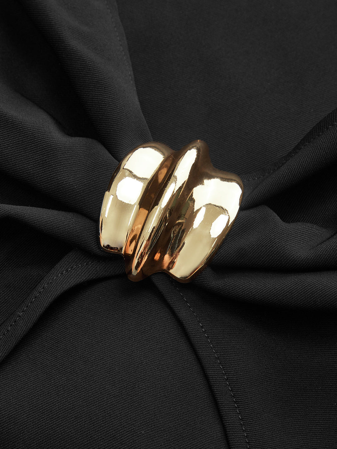 Mock Neck Mini Dress with Metal Buckle Detail