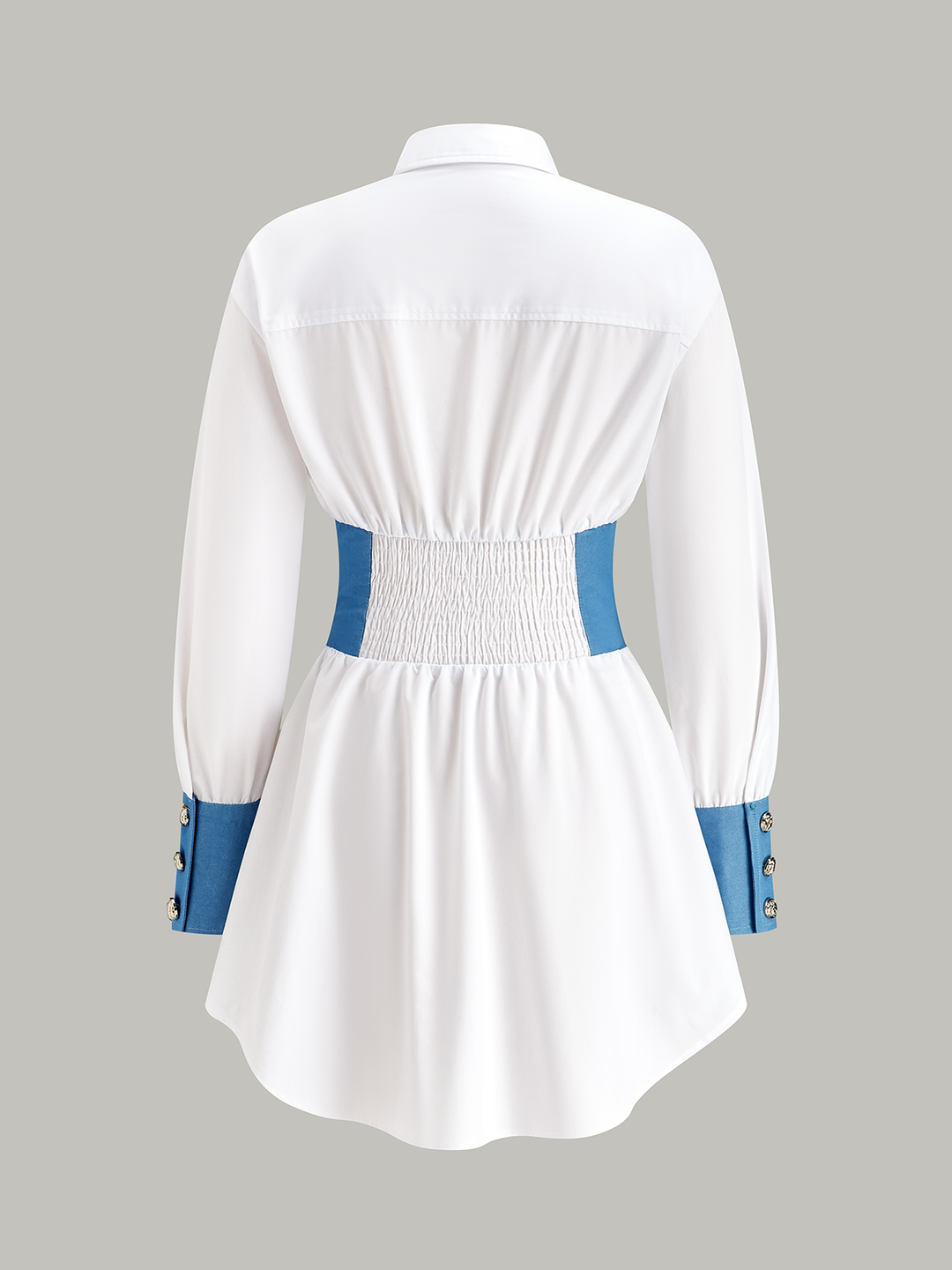 Contrast Panel Button Shirt Dress