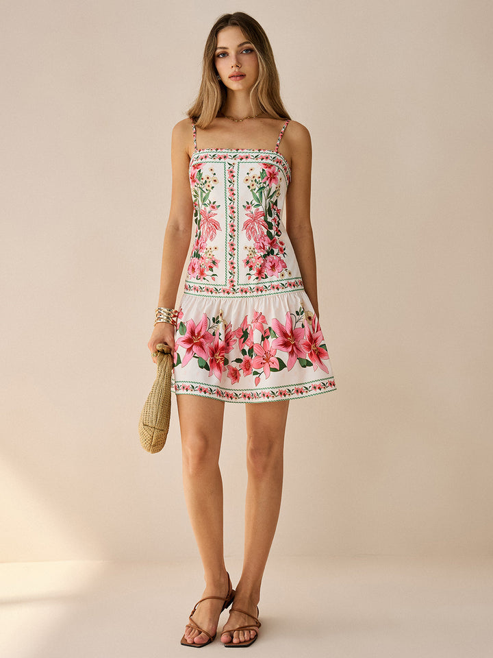 Floral Print Spaghetti Strap Mini Dress