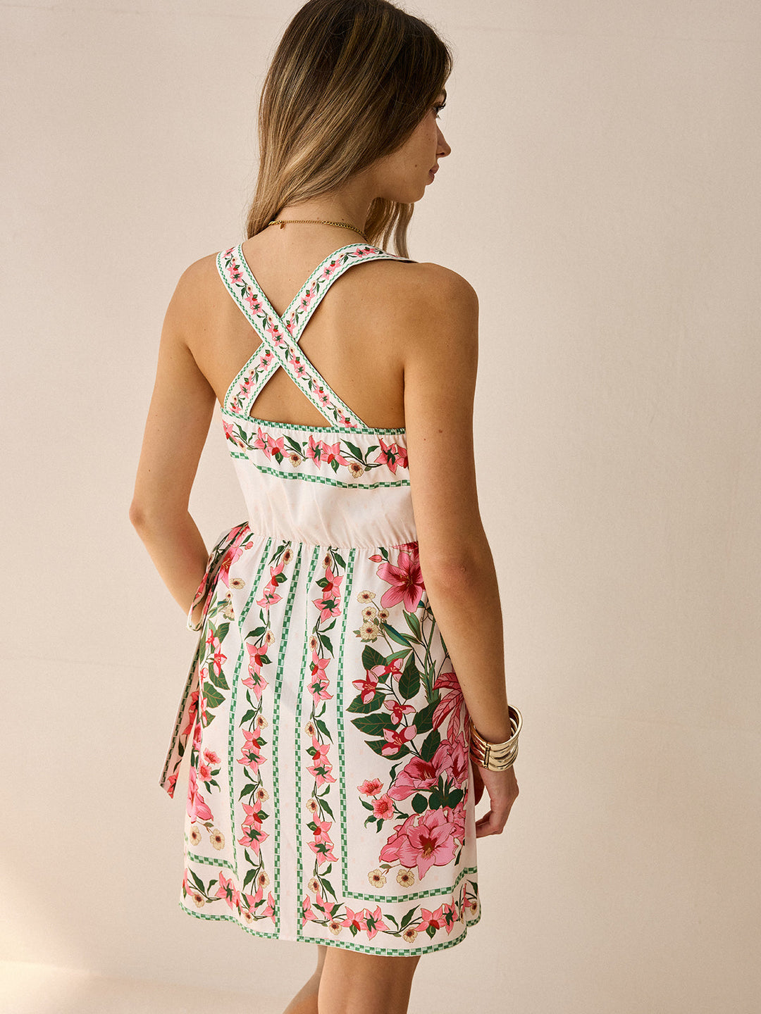 Floral Print Wrap Mini Dress