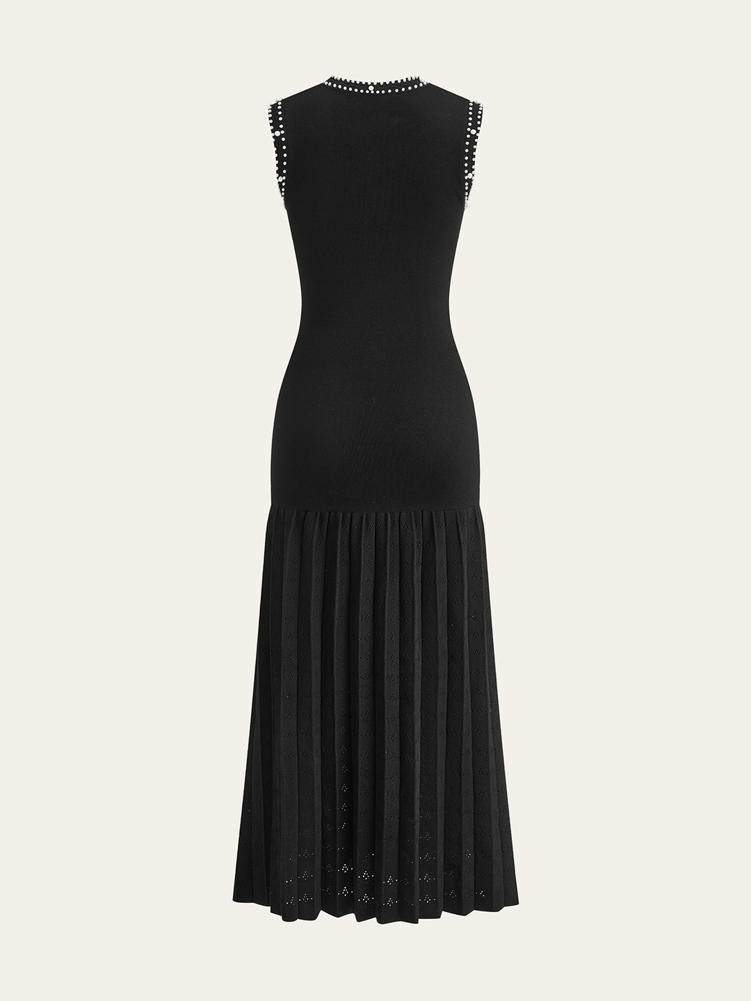 Pearl Trimmed Knit Midi Dress