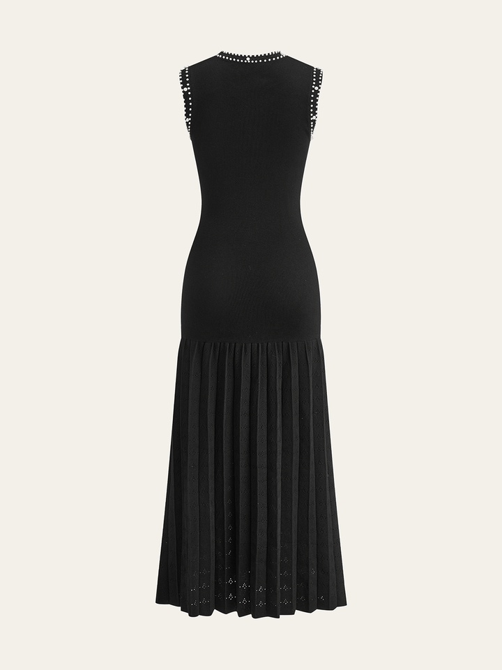 Pearl Trimmed Knit Midi Dress