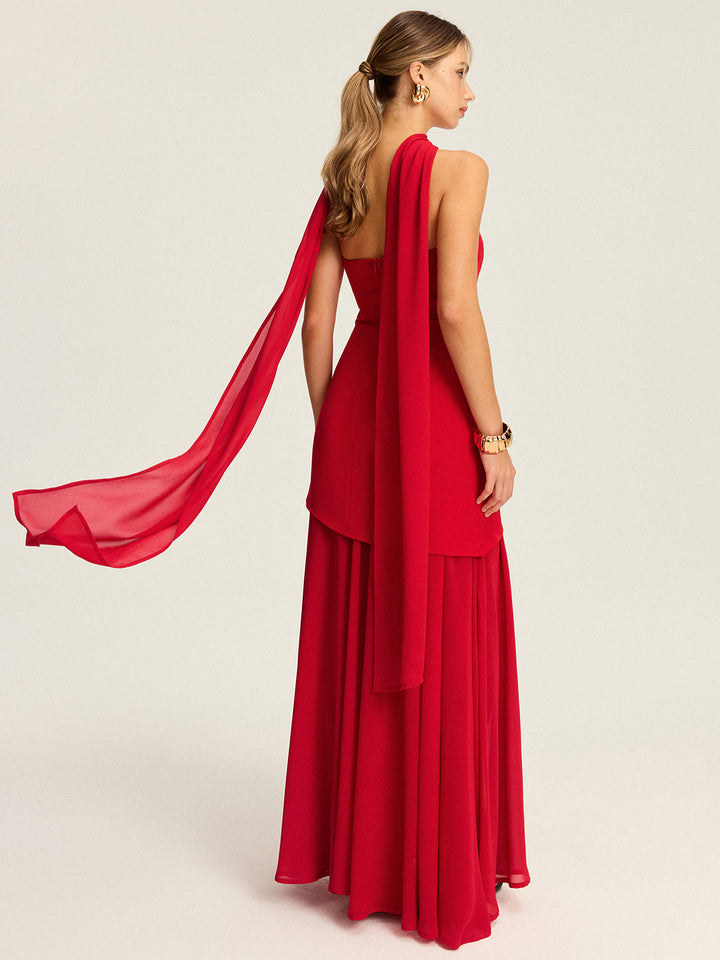 Strapless High-Slit Maxi Dress