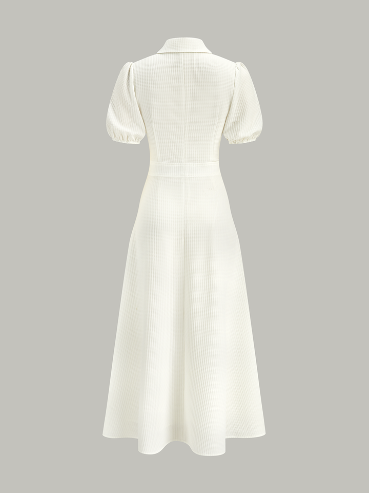 Textured Polo Neck Midi Dress