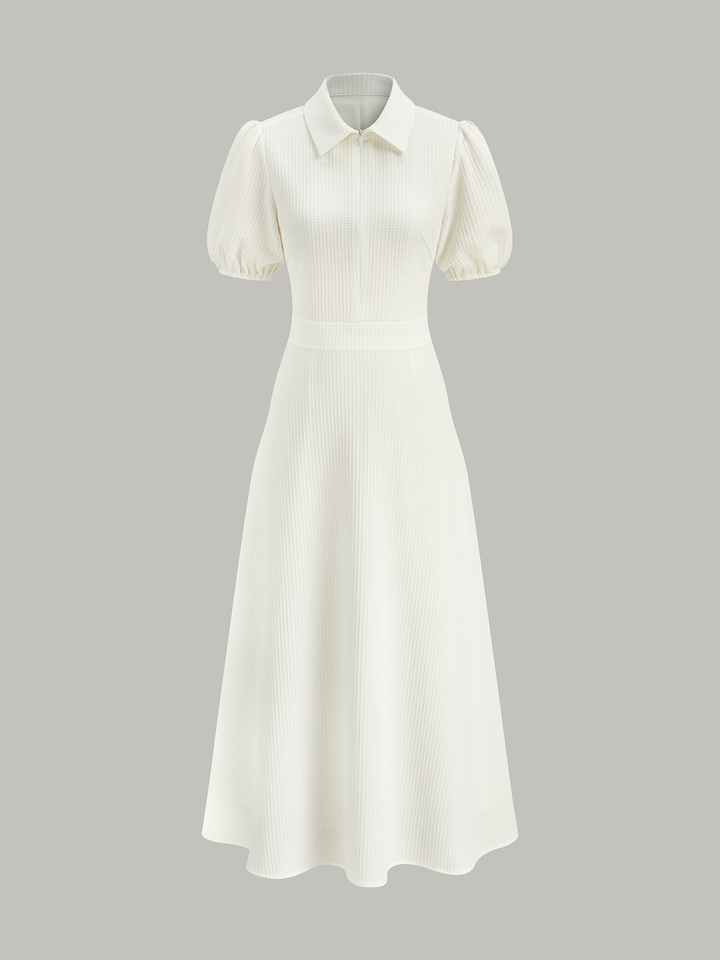 Textured Polo Neck Midi Dress