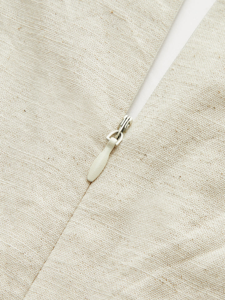 Cotton & Linen Ruched Button Detail Mini Dress