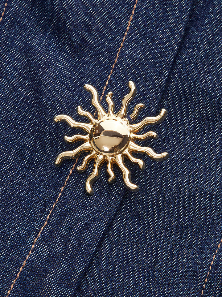 Denim Sleeveless Pleated Shirt Dress