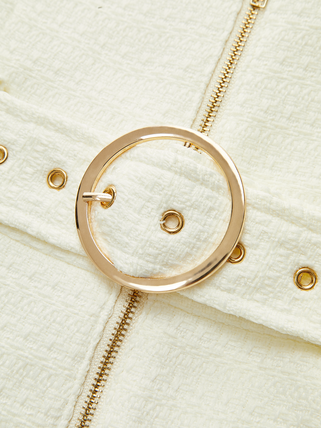 Textured Zipper Jumpsuit With Belt