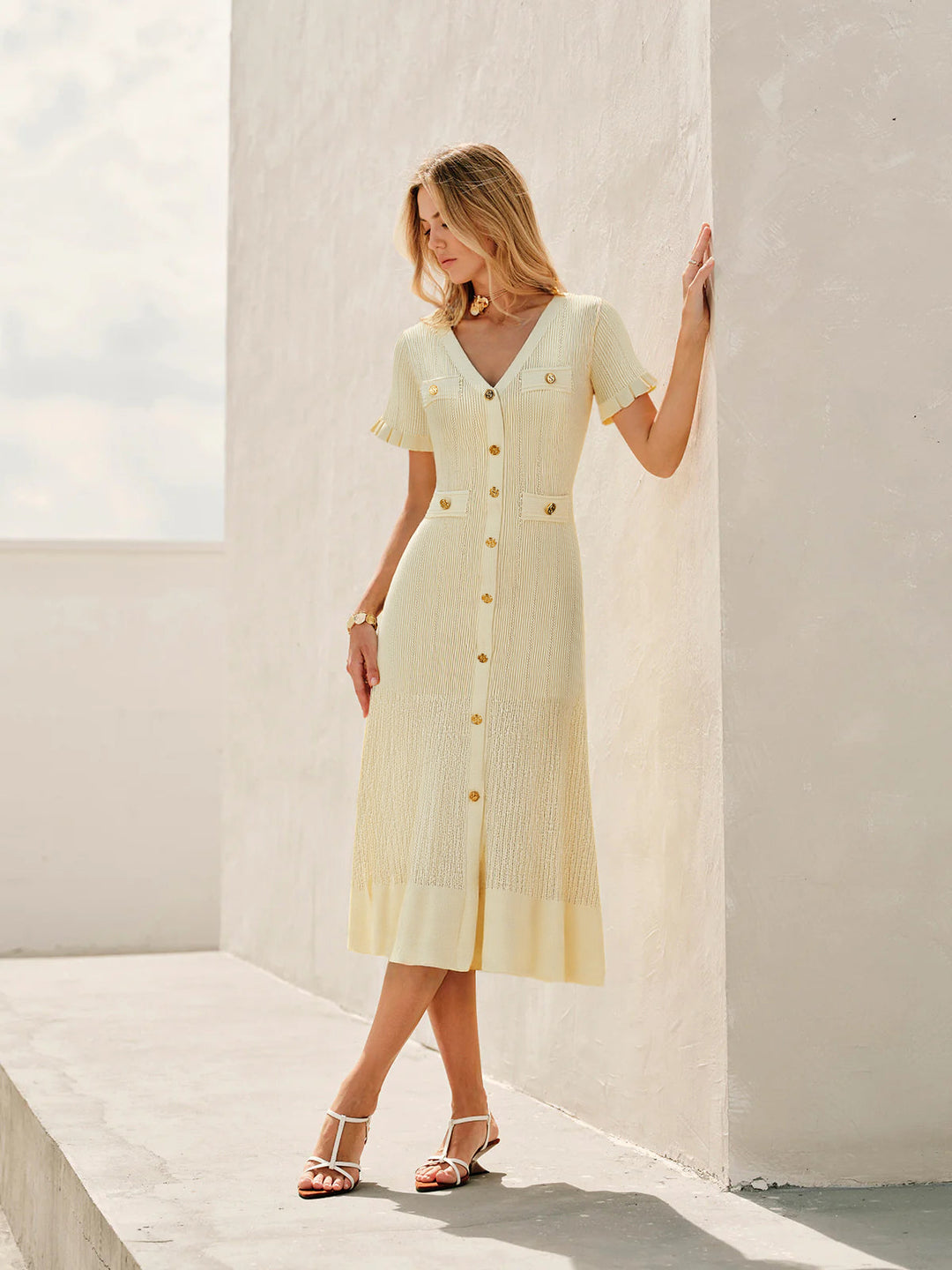 Knit Cardigan Midi Dress