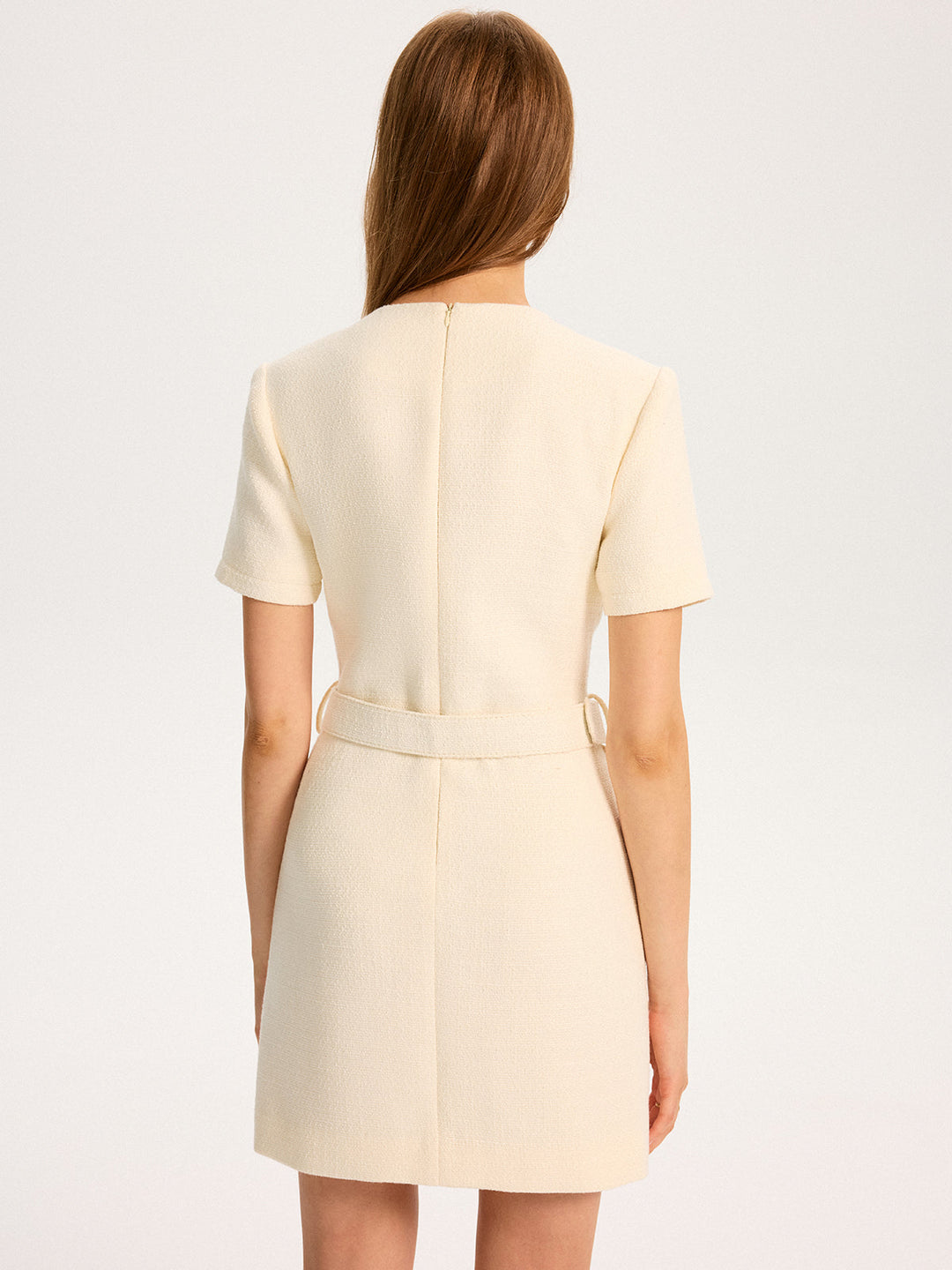 Metal Detail Belted Mini Dress