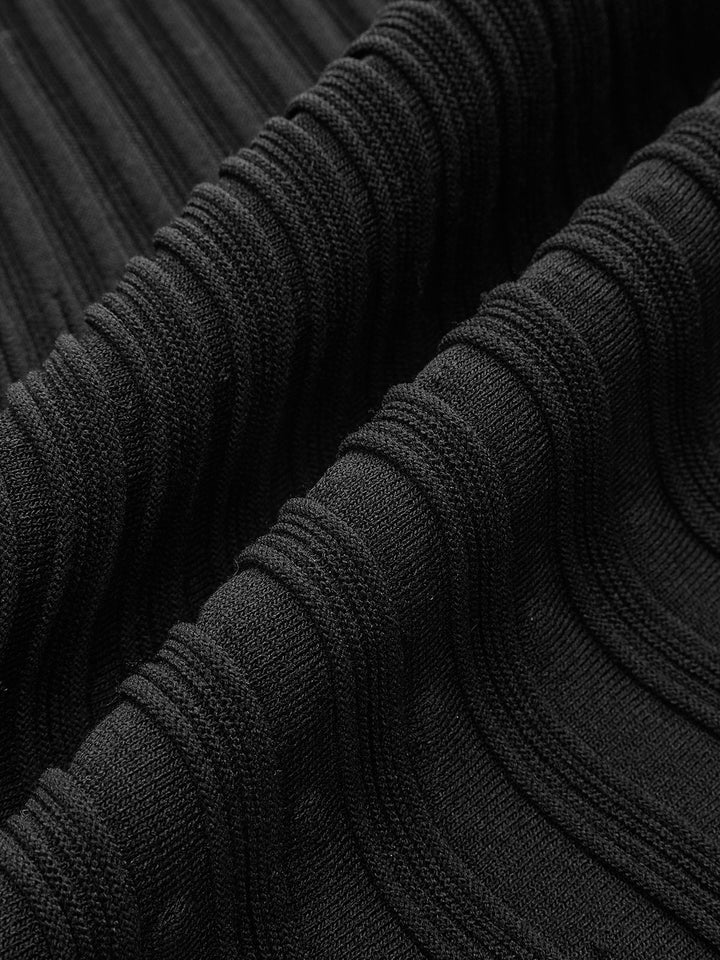 Mock Neck Flared Sweater Dress