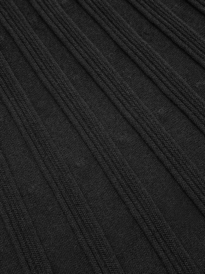 Mock Neck Flared Sweater Dress