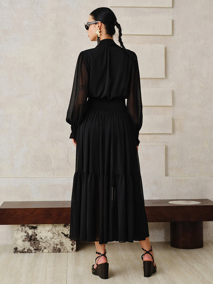 Chiffon Maxi Dresse with Scarf