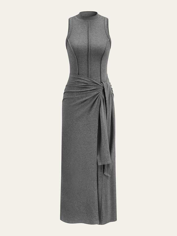 Sleeveless Mock Neck Midi Dress