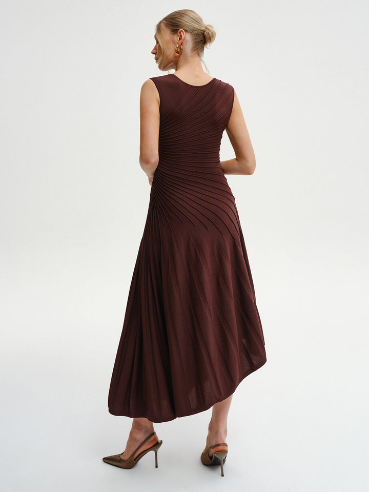 Sleeveless Asymmetric Midi Sweater Dress