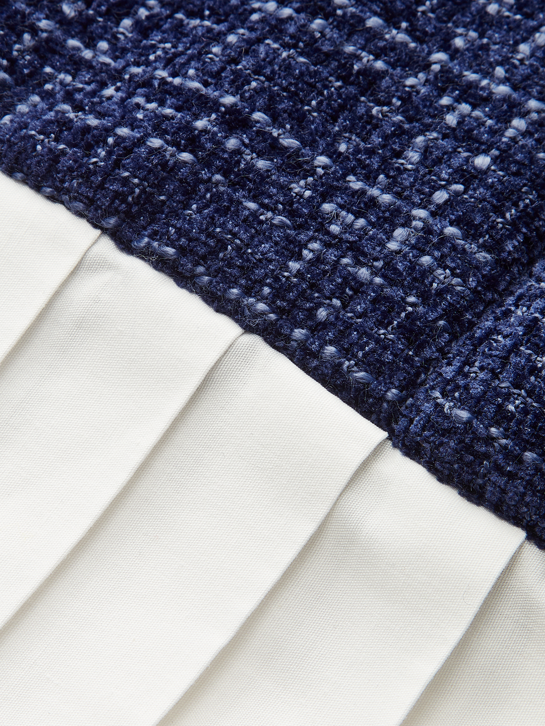 Pleated Hem Bow Neckline Tweed Mini Dress