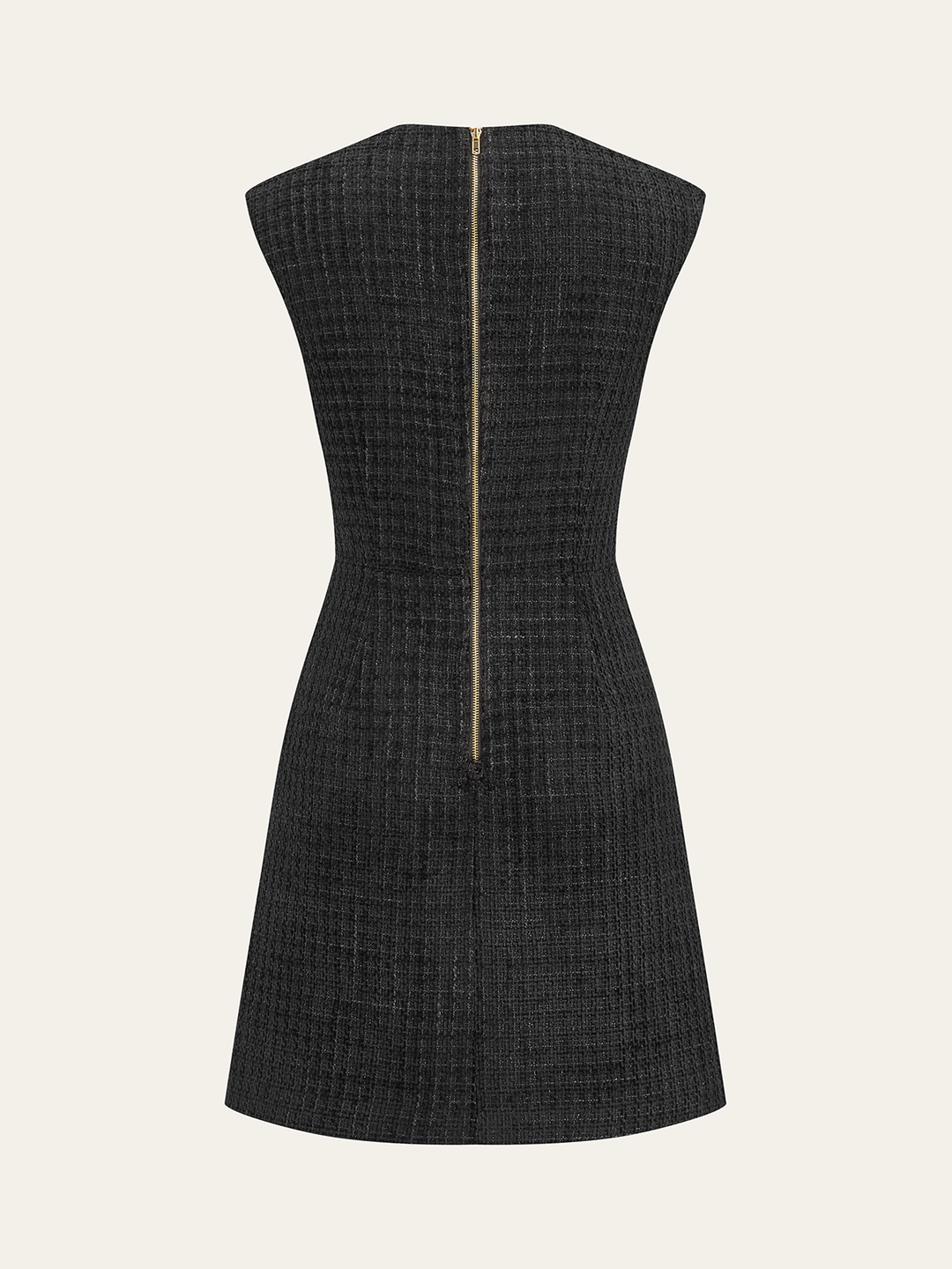 Chain Detail Tweed Sleeveless Mini Dress