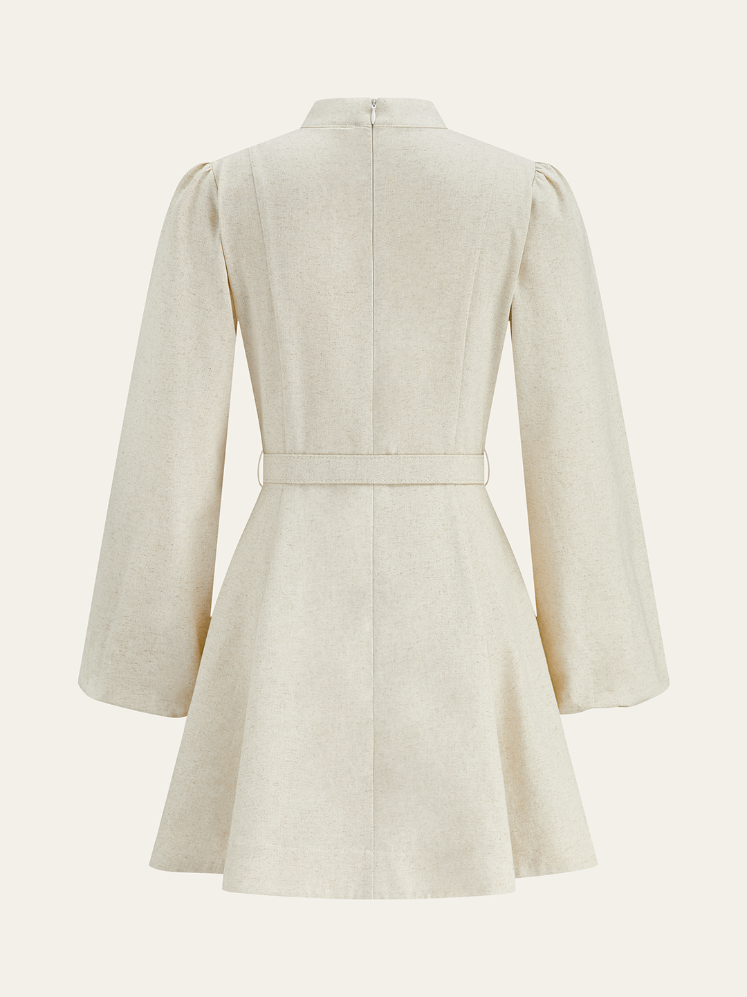 Cotton & Linen Belted Button Mini Dress