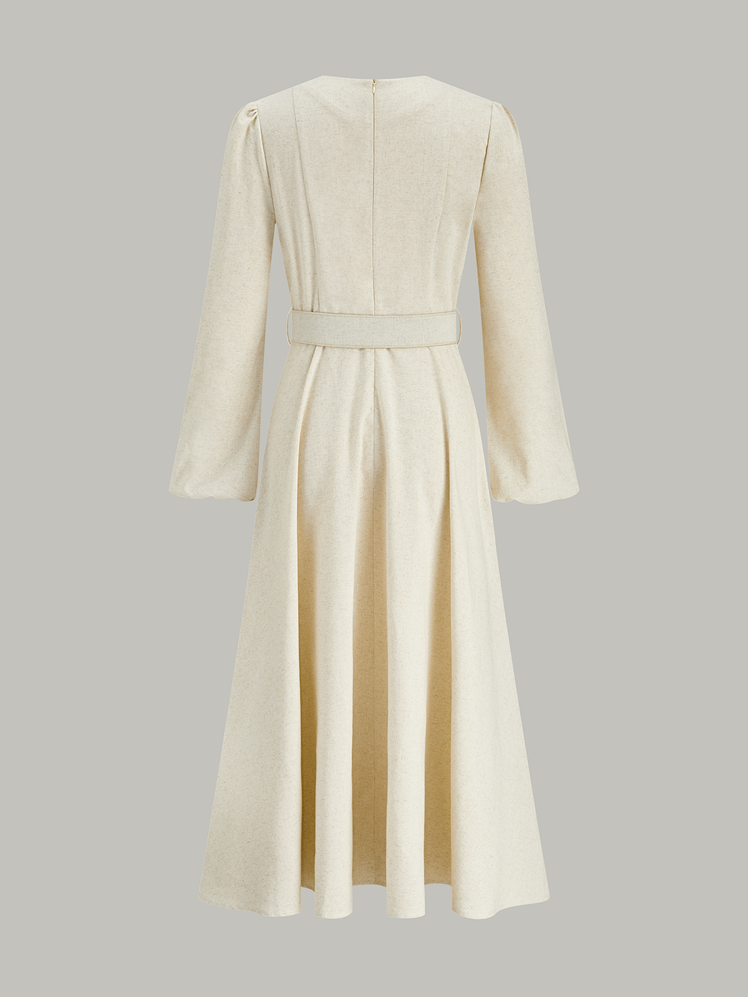 Button Front Belted Midi Dress