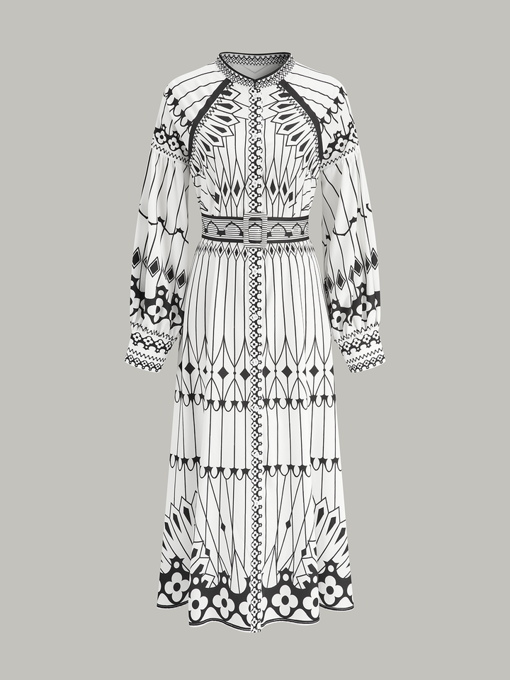 Boheme Stand Collar Split Dress