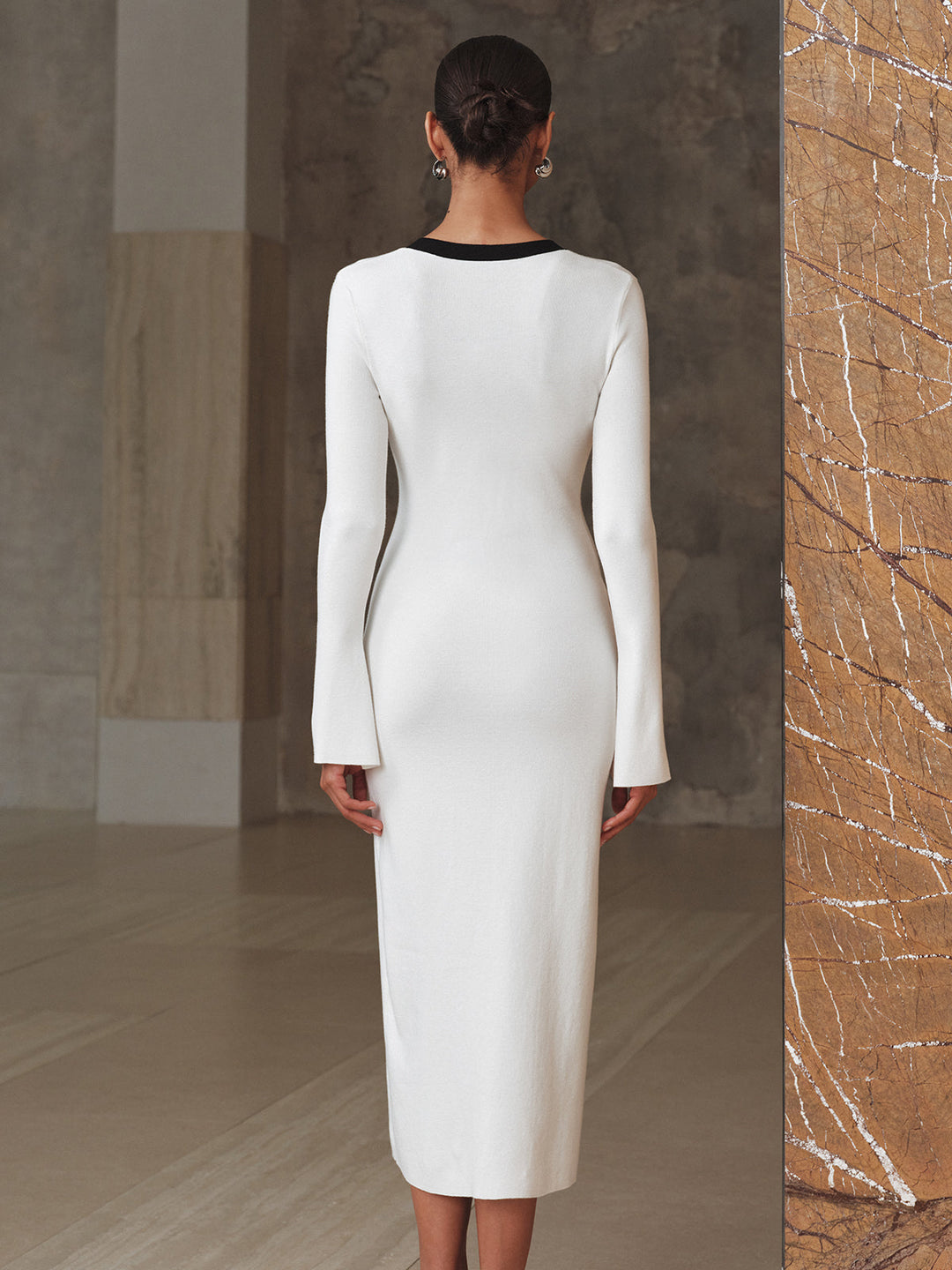 Contrast Trim Knit Maxi Dress