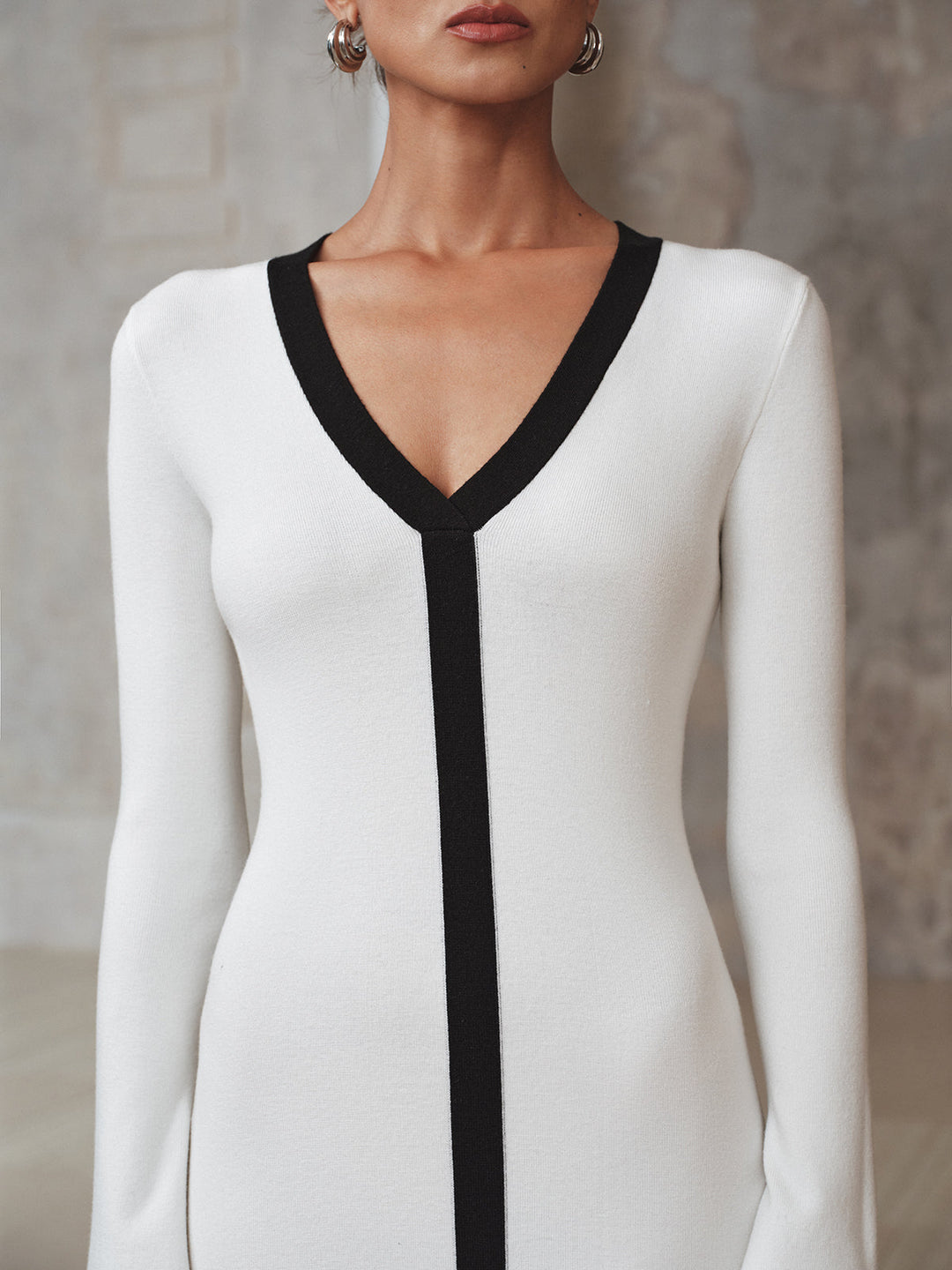 Contrast Trim Knit Maxi Dress