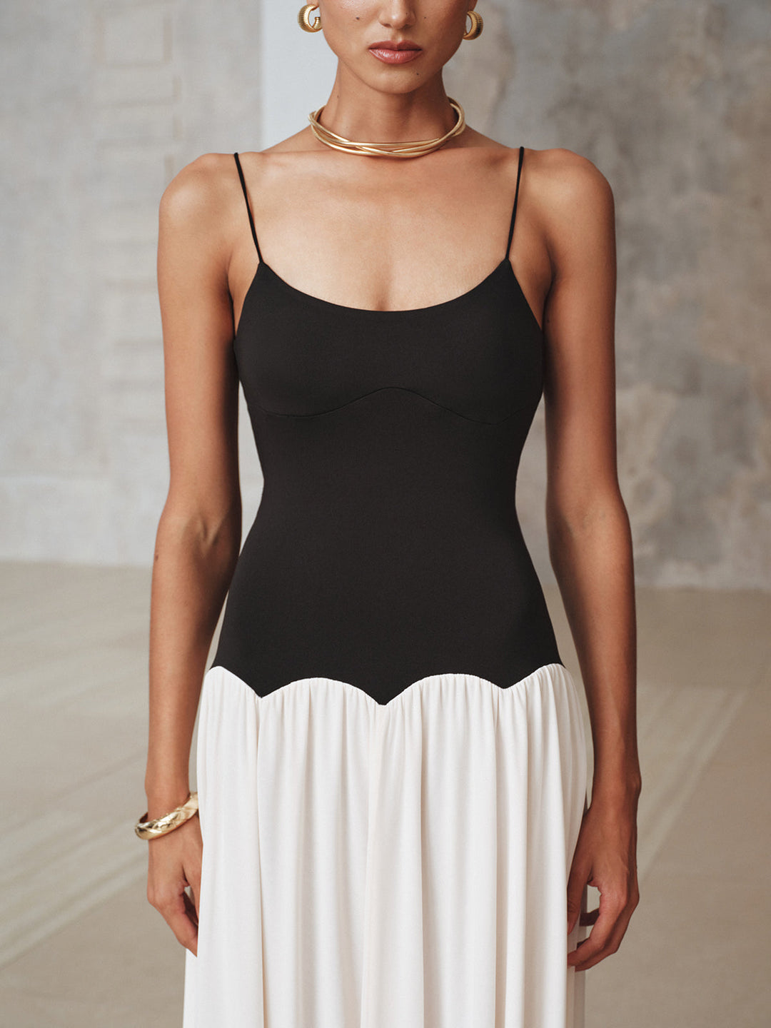 Color-Blocked Backless Cami Maxi Dress