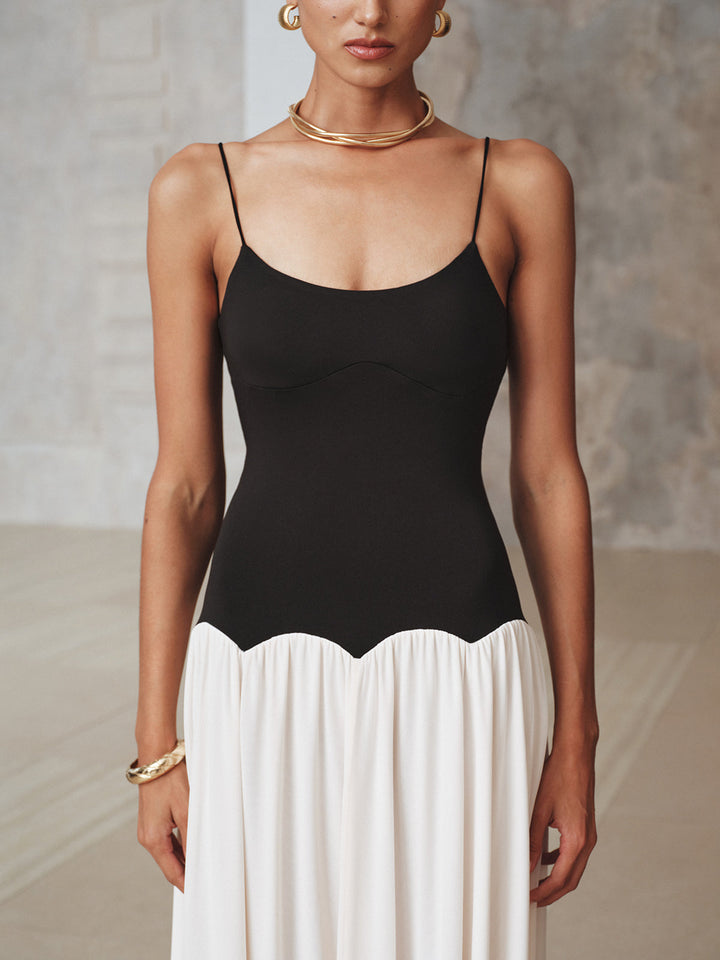 Color-Blocked Backless Cami Maxi Dress