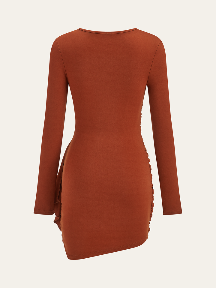 Ruched Long Sleeve Bodycon Dress