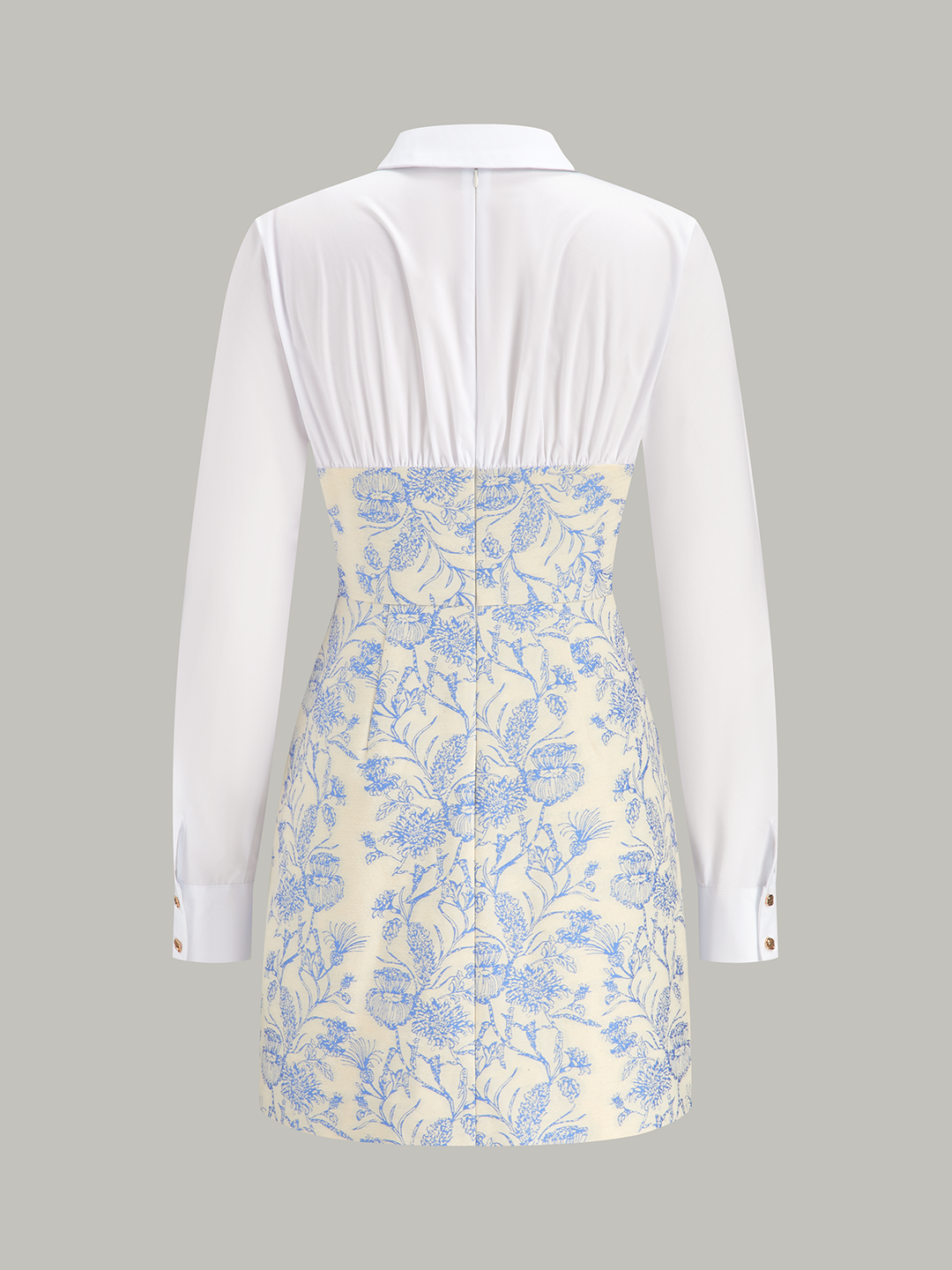 Shirt Collar Floral Jacquard Mini Dress