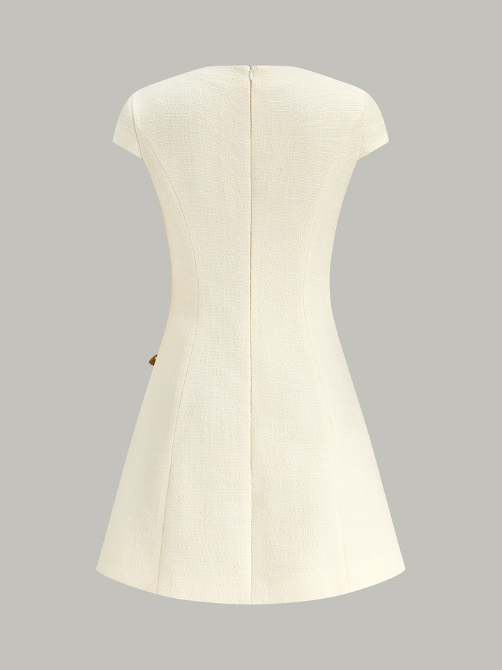 Butterfly Embellished Cap Sleeve Dress