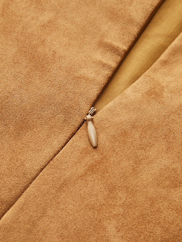 Suede Effect Floral Embroidered Sleeveless Mini Dress