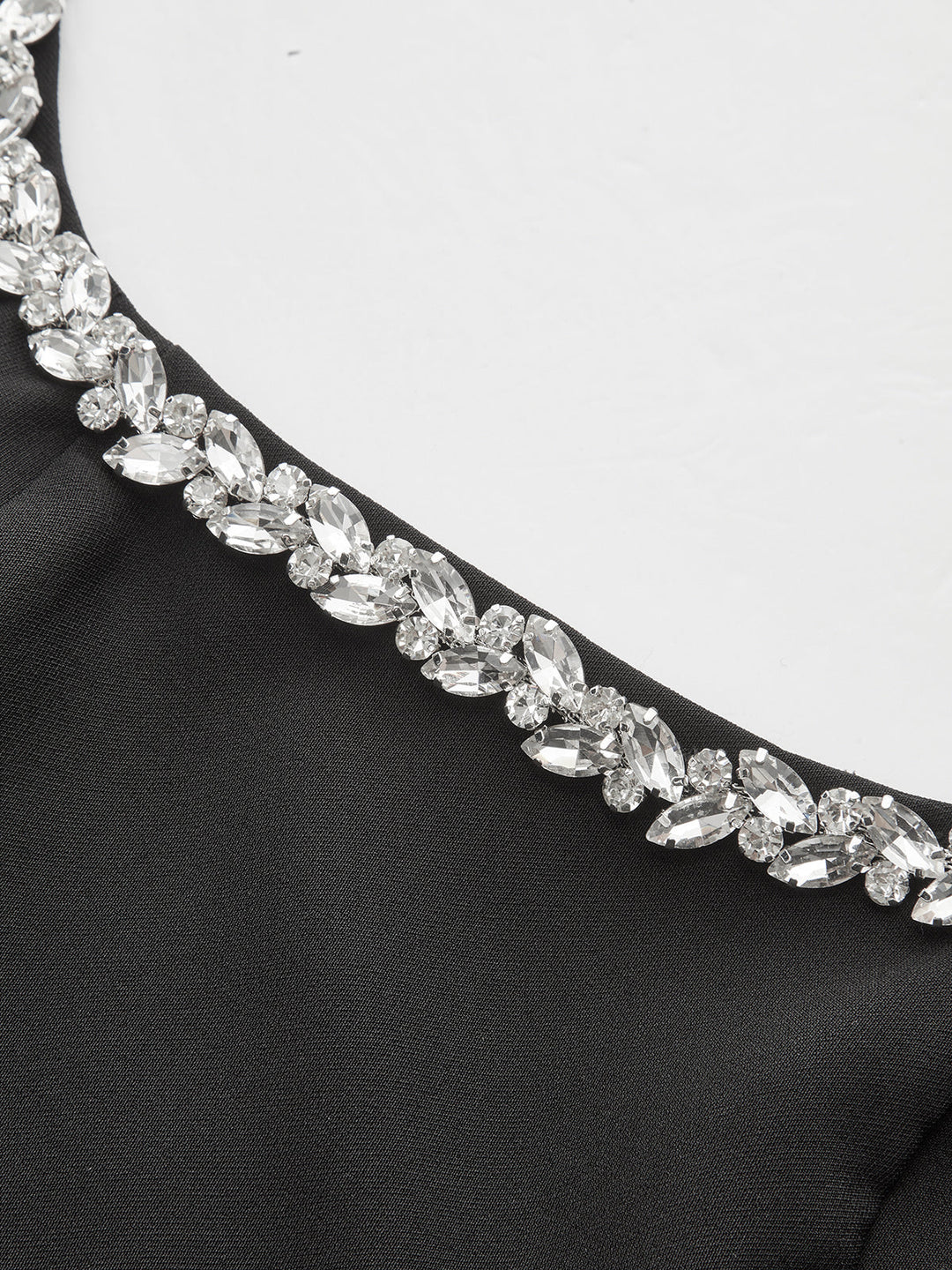 Sleeveless Square Neck Diamond Trim Flare Dress