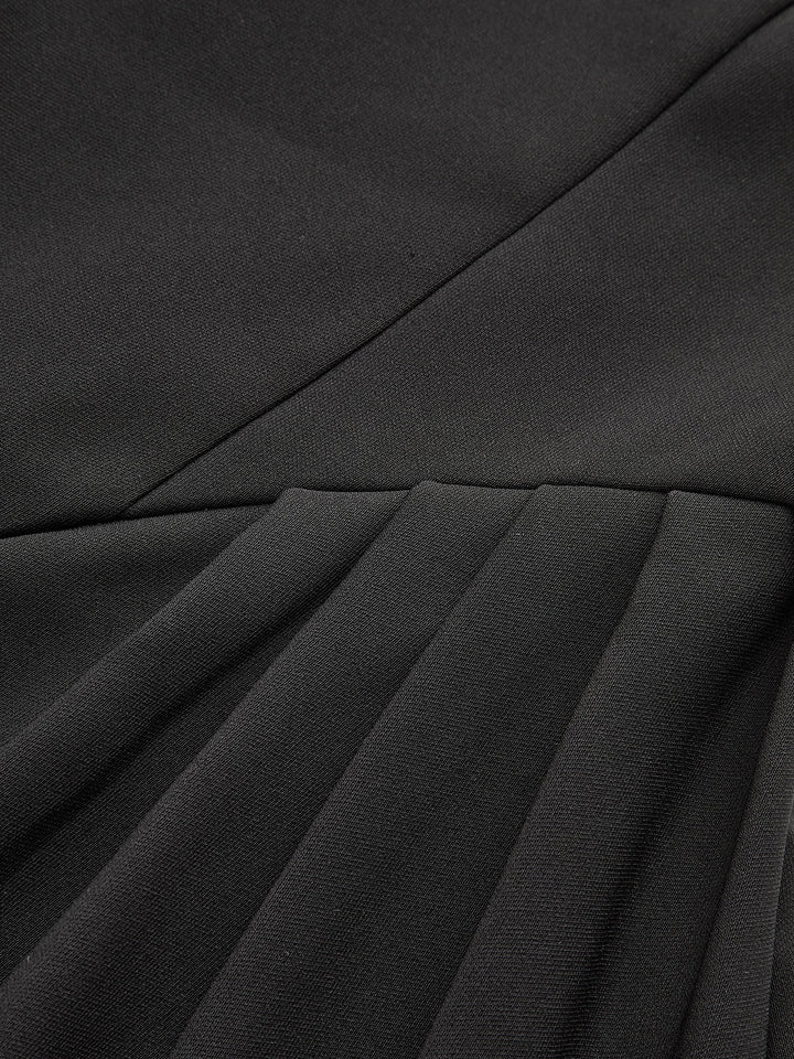 Sleeveless Square Neck Diamond Trim Flare Dress