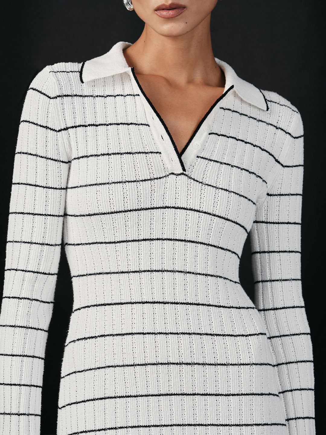 Sailor-stripe Stretch-knit Midi Dress