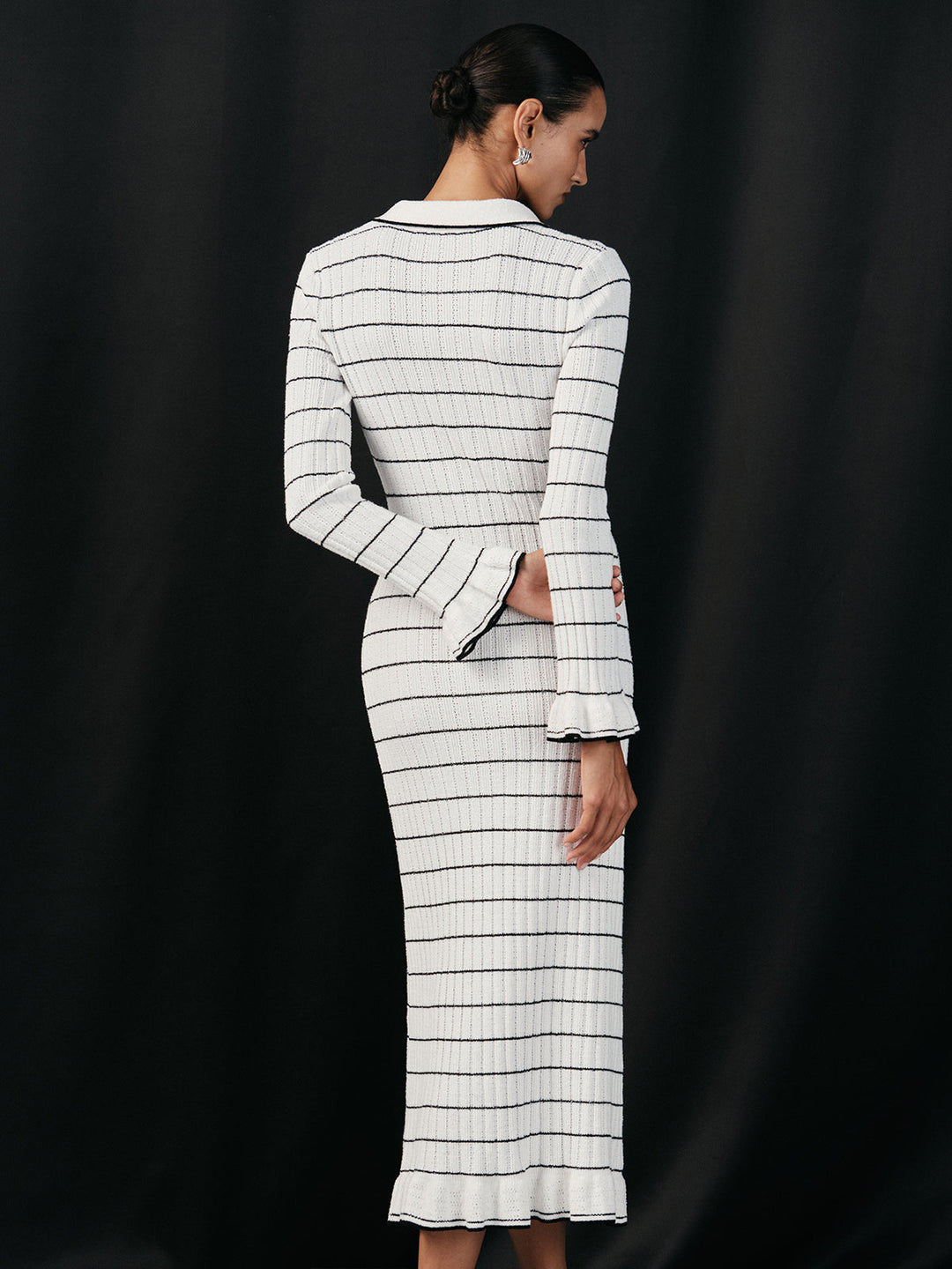 Sailor-stripe Stretch-knit Midi Dress