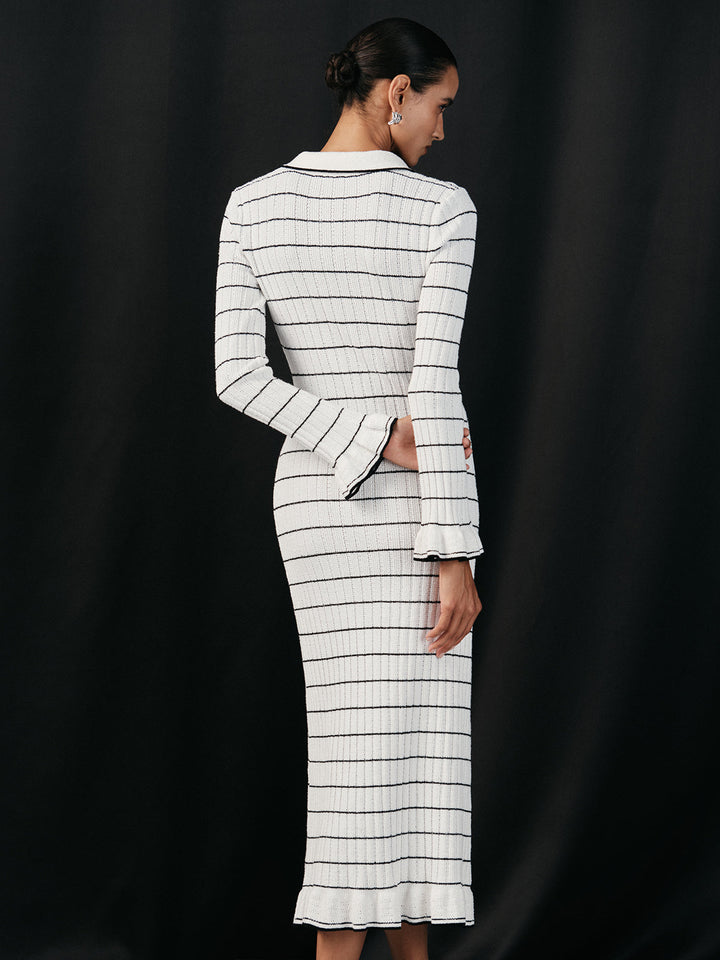 Sailor-stripe Stretch-knit Midi Dress