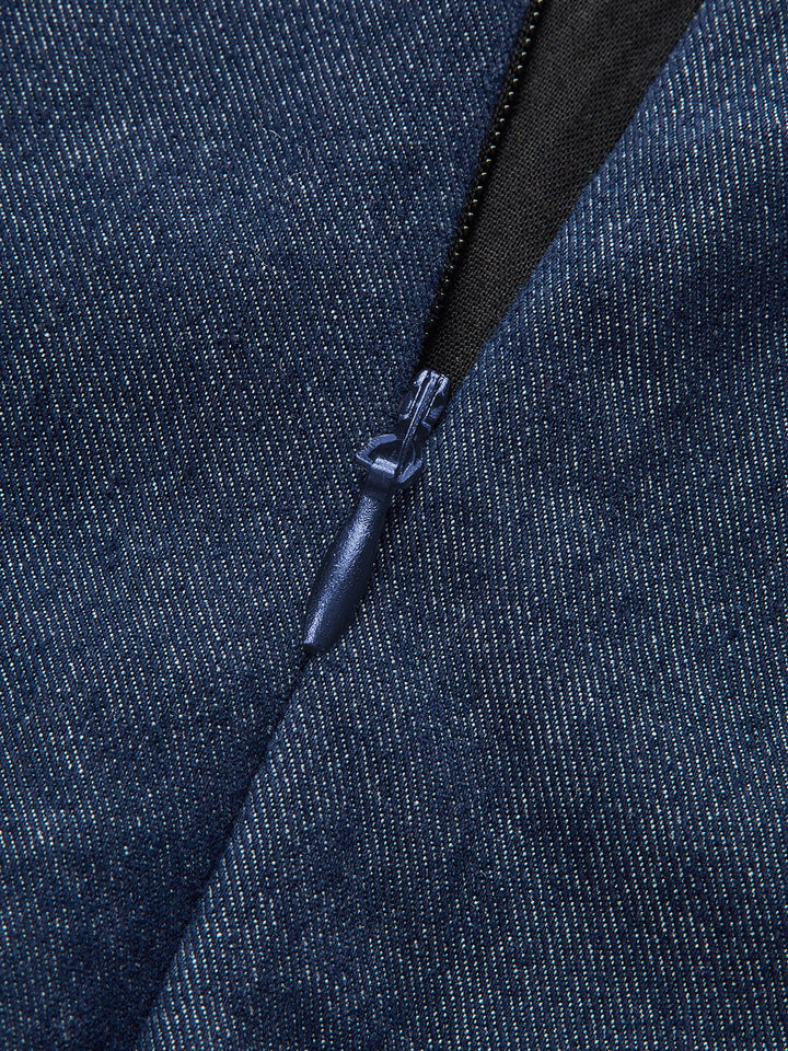 Lace Trim Denim Cami Maxi Dress