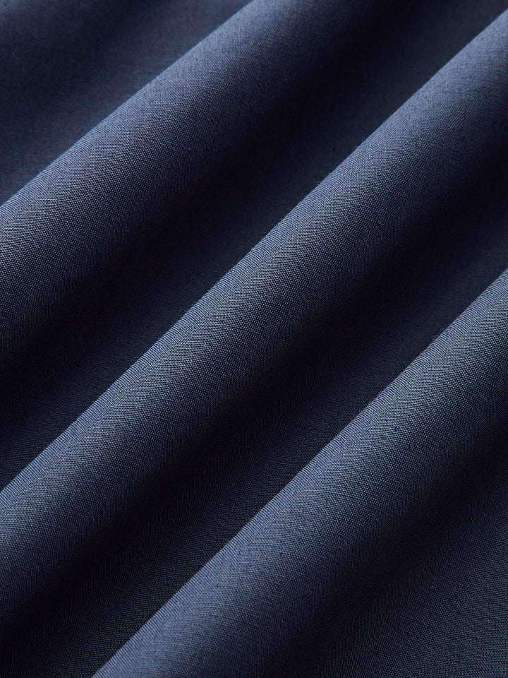 Contrast Trim Belted Pleated Shirt Dress