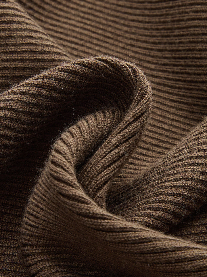 Shirt Collar Faux Leather Panel Ribbed Midi Dress