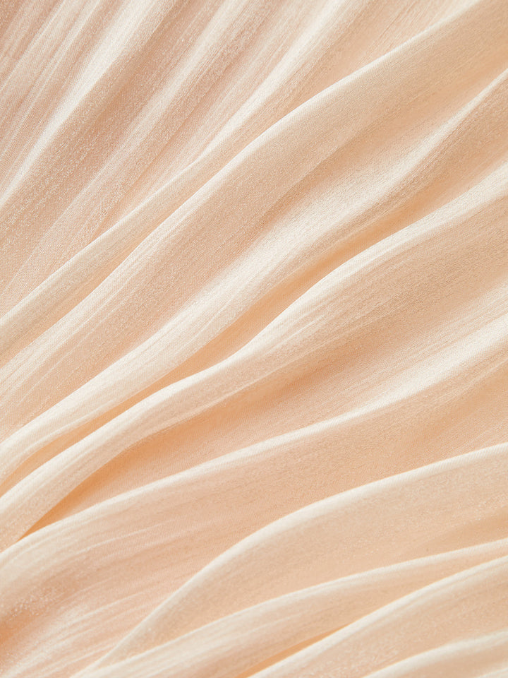 Semi-Sheer Tiered Draped Tie-Waist Mini Dress