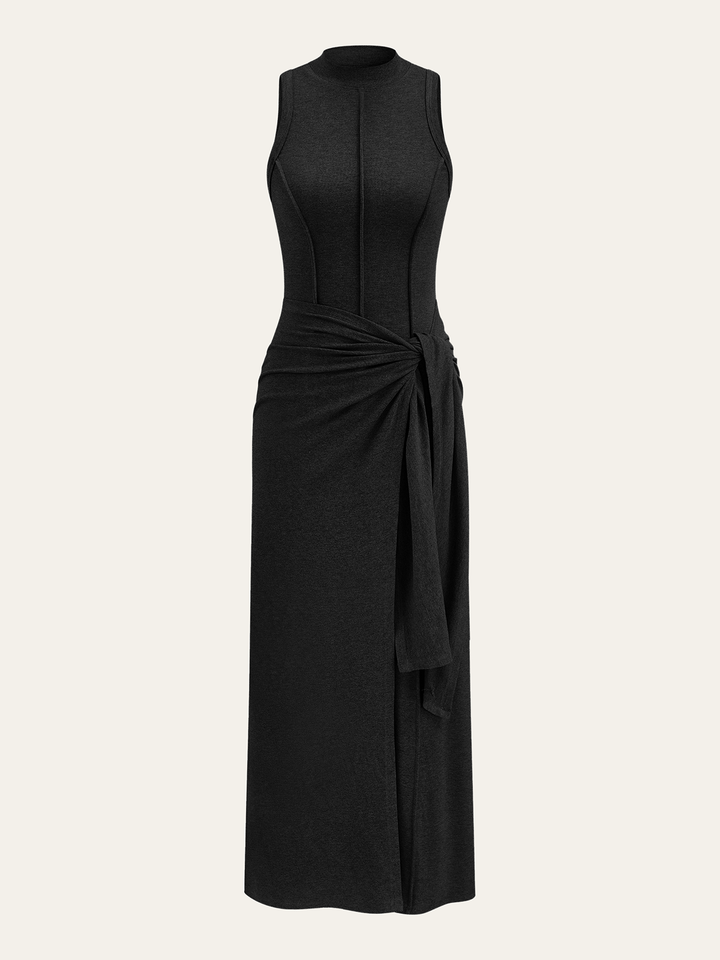 Sleeveless Mock Neck Midi Dress
