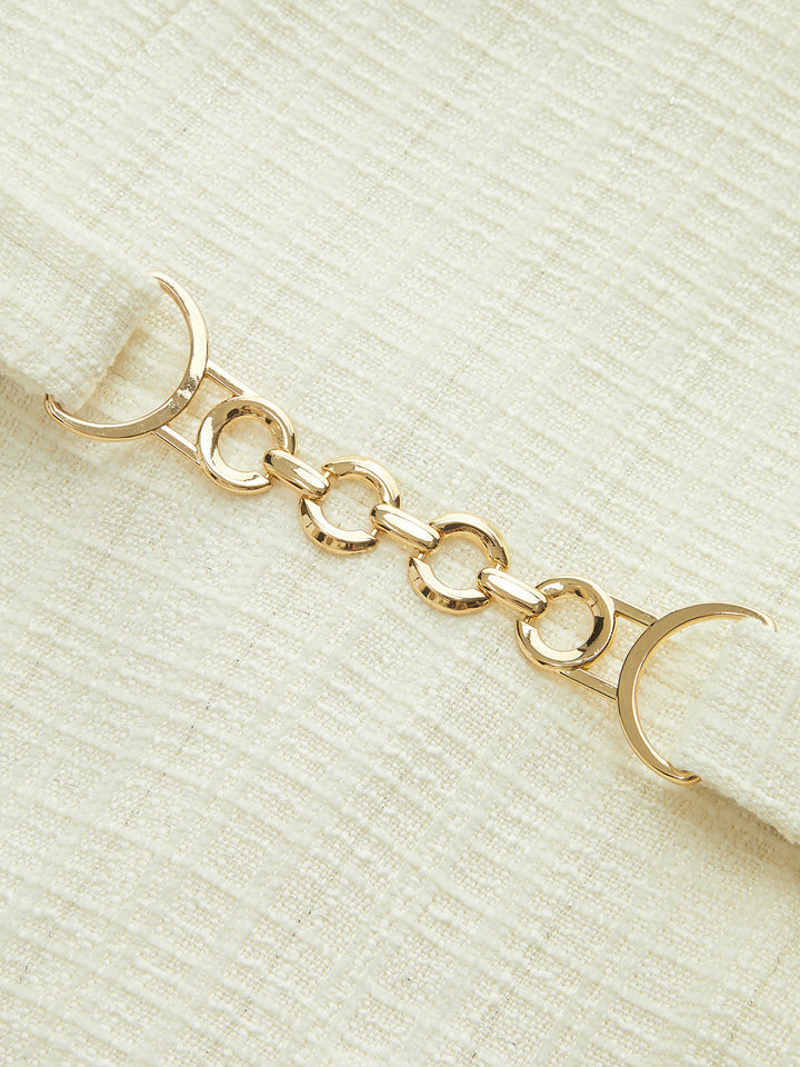 Metal Detail Tweed Belted Mini Dress