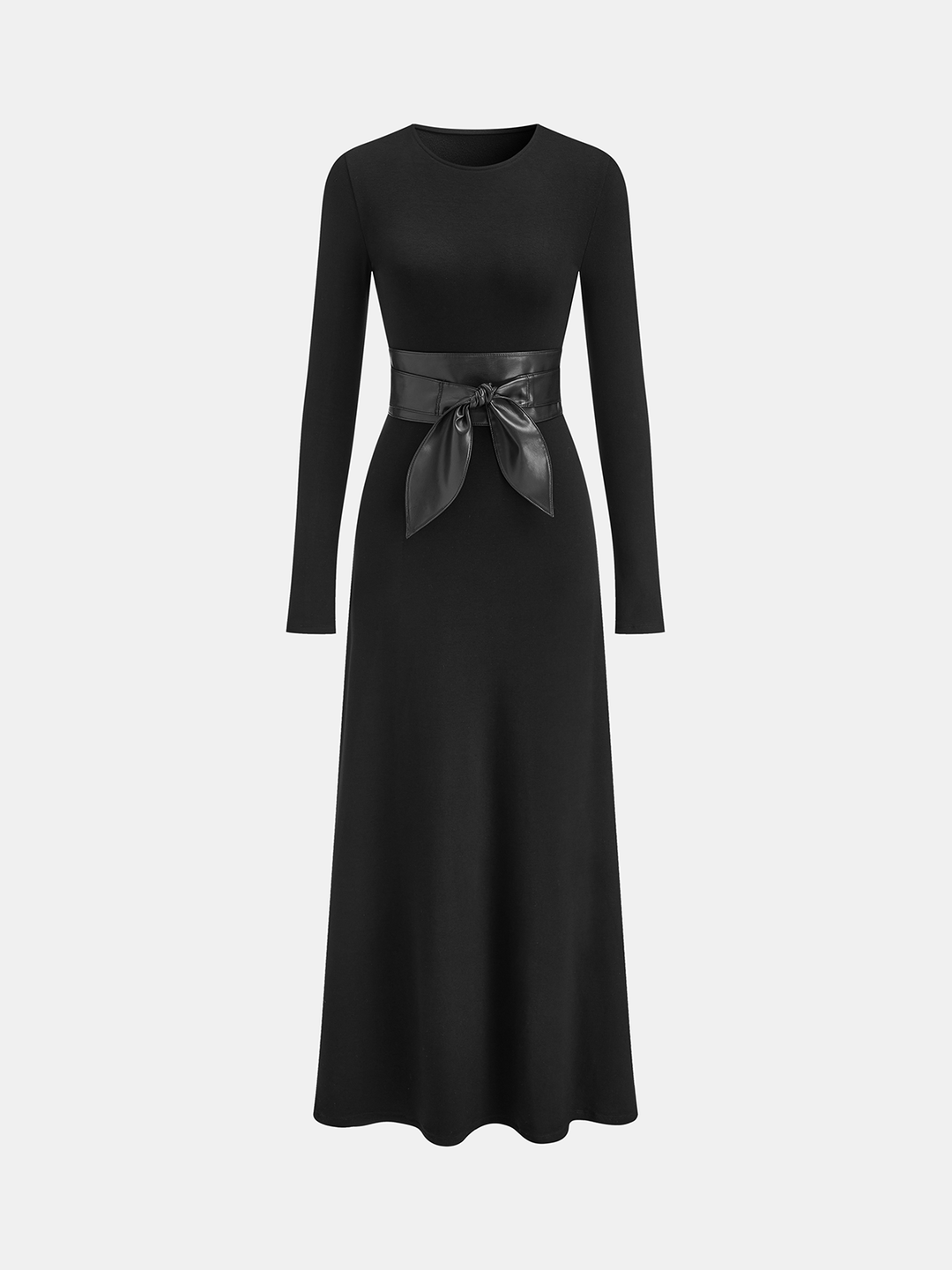 Long Sleeve Maxi Dress with Wide Belt