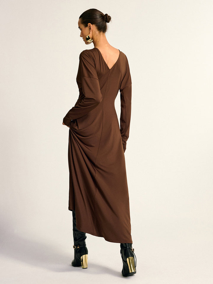 Metal Detail Draped Maxi Dress