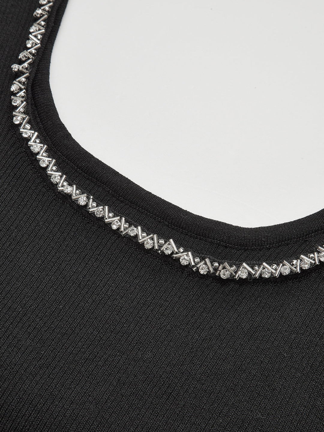 Rhinestone-Embellished Slim Fit Mini Dress