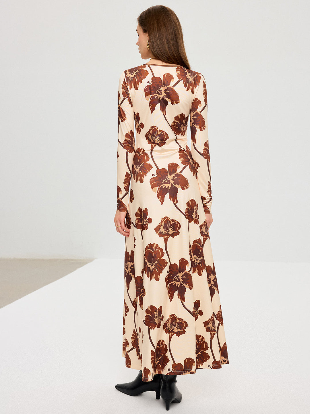 Floral Print V-Neck Maxi Dress
