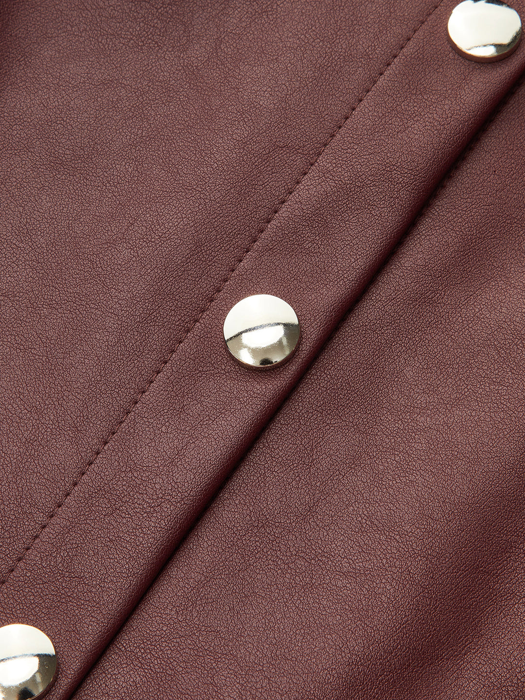 Double-Collar PU Leather Shirt Dress