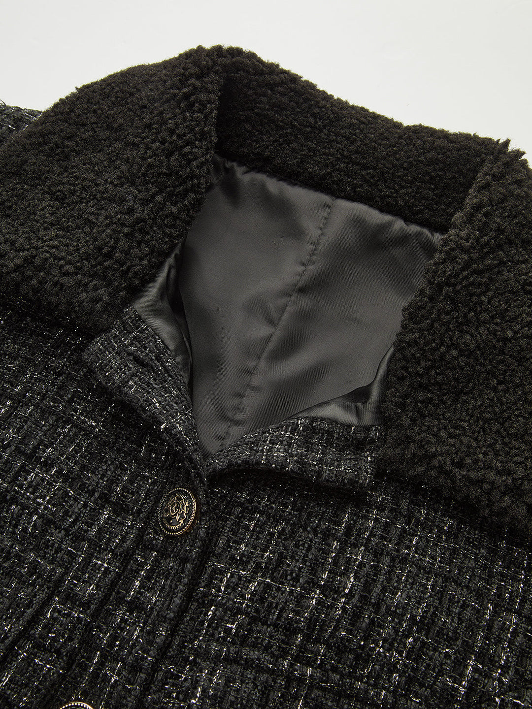 Faux Fur Collar Tweed Belted Mini Dress