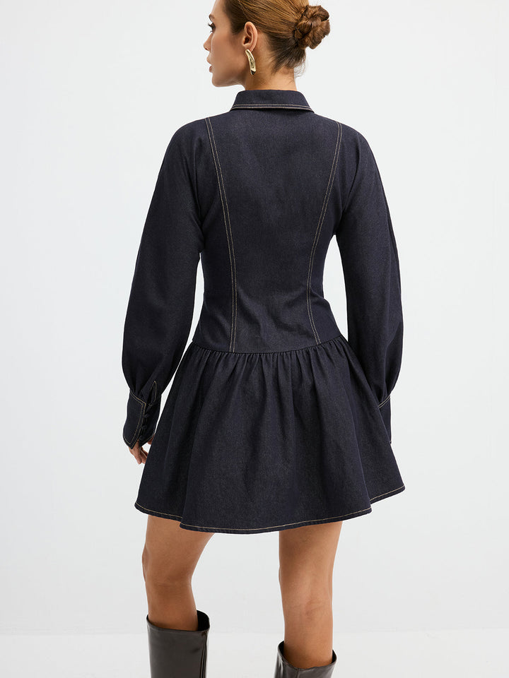Denim Metal Button Shirt Dress